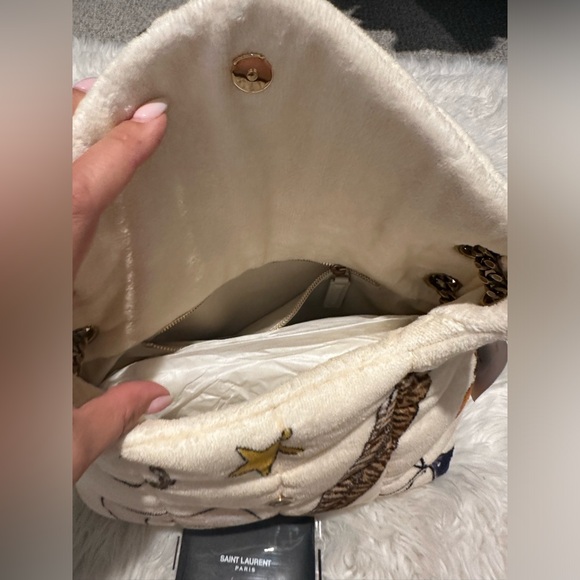 NWT SAINT LAURENT Loulou Puffer Shoulder Bag Quilted Printed Terry Cloth Small - Picture 7 of 16